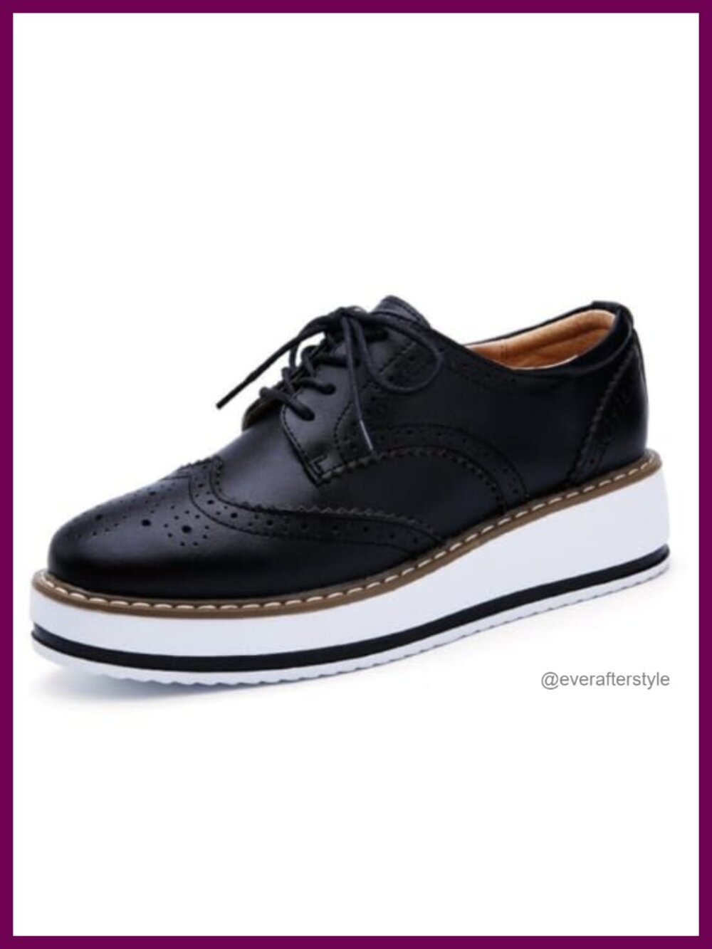 Platform Lace-Up Wingtip Oxfords Water Resistant Leather Comfortable